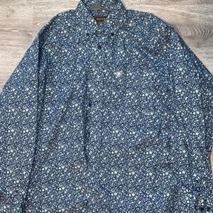 Ariat Men's Blue Floral Button Down Shirt